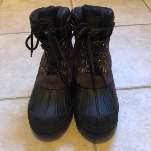 Coleman Glacier thinsulate brown suede and black rubber winter boots EUC size 5 - Picture 1 of 2